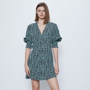 Zara animal print dress in turquoise